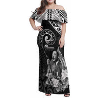 Guam MLK Day Family Matching Off Shoulder Maxi Dress and Hawaiian Shirt The Legacy Of MLK LT05 Mom's Dress Black - Polynesian Pride