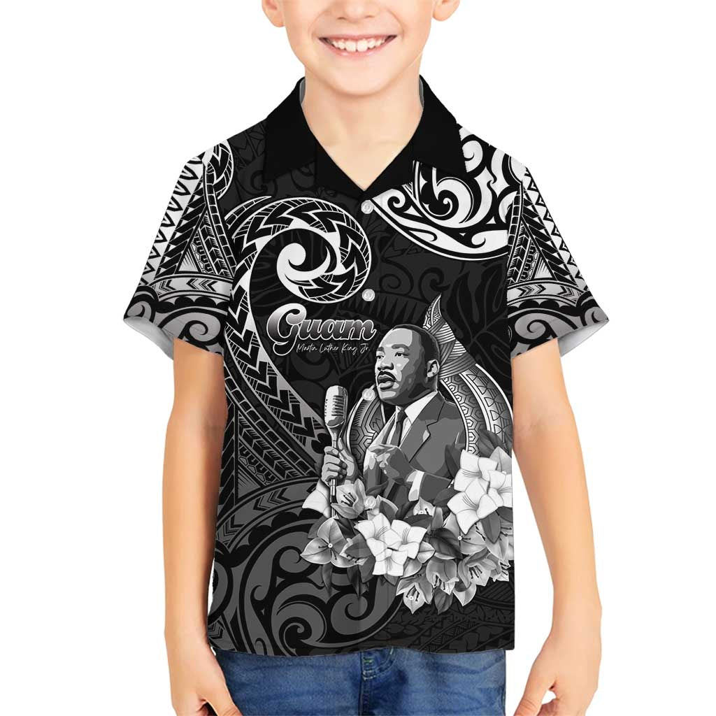 Guam MLK Day Family Matching Off Shoulder Maxi Dress and Hawaiian Shirt The Legacy Of MLK LT05 Son's Shirt Black - Polynesian Pride