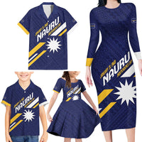 Personalised Happy Nauru Independence Day Family Matching Long Sleeve Bodycon Dress and Hawaiian Shirt Polynesian Pattern LT05 - Polynesian Pride