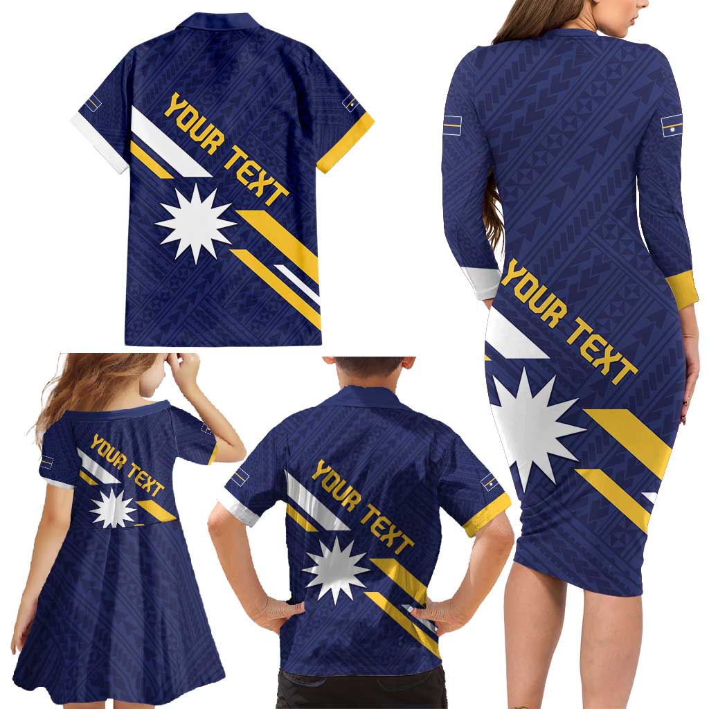 Personalised Happy Nauru Independence Day Family Matching Long Sleeve Bodycon Dress and Hawaiian Shirt Polynesian Pattern LT05 - Polynesian Pride