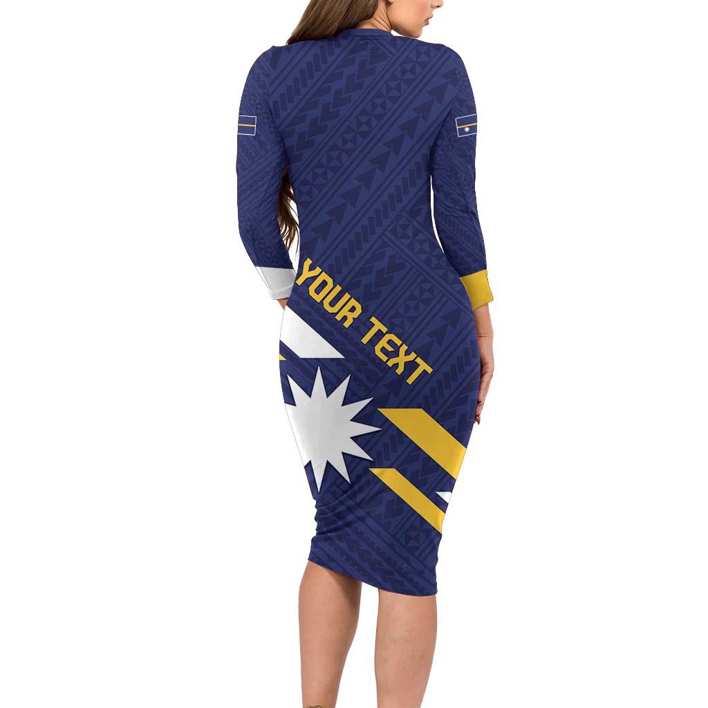 Personalised Happy Nauru Independence Day Family Matching Long Sleeve Bodycon Dress and Hawaiian Shirt Polynesian Pattern LT05 - Polynesian Pride