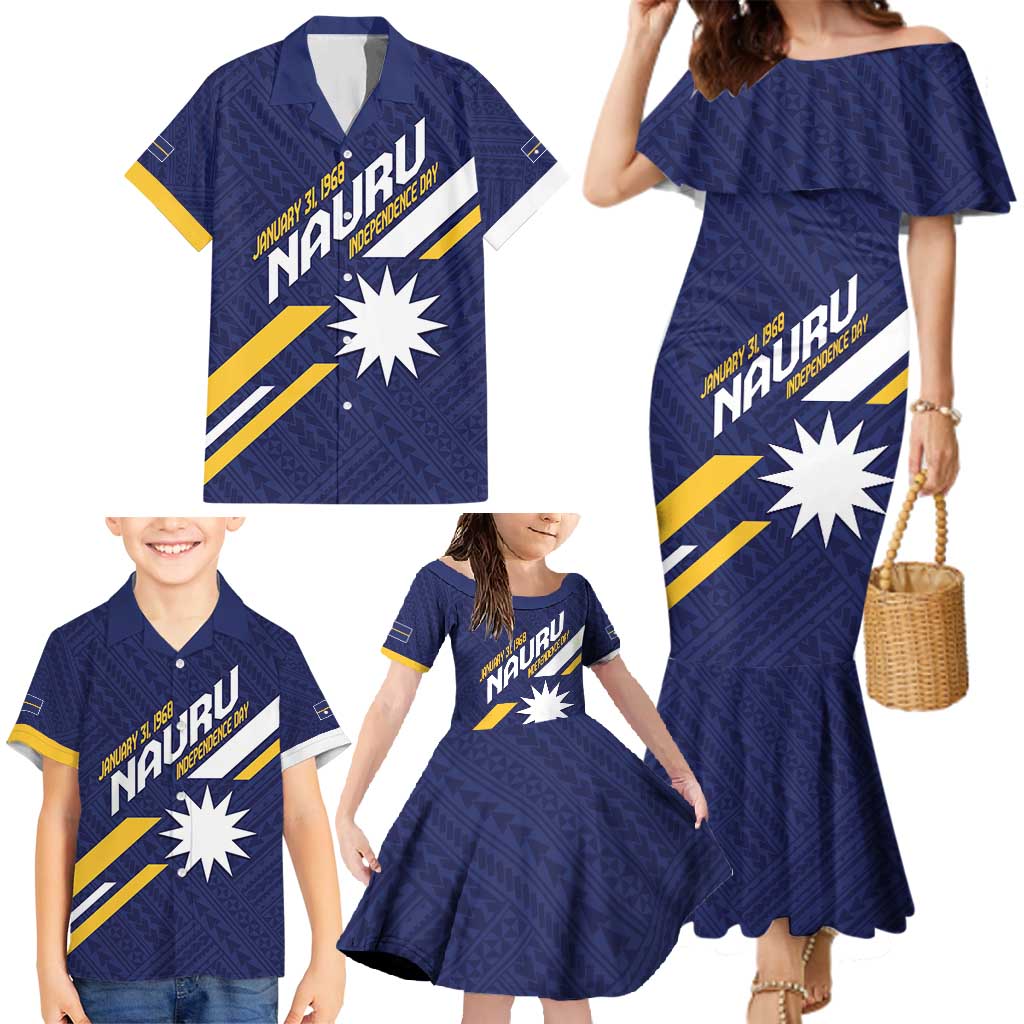 Personalised Happy Nauru Independence Day Family Matching Mermaid Dress and Hawaiian Shirt Polynesian Pattern LT05 - Polynesian Pride