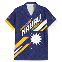 Personalised Happy Nauru Independence Day Family Matching Mermaid Dress and Hawaiian Shirt Polynesian Pattern LT05 Dad's Shirt - Short Sleeve Blue - Polynesian Pride