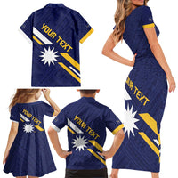 Personalised Happy Nauru Independence Day Family Matching Short Sleeve Bodycon Dress and Hawaiian Shirt Polynesian Pattern LT05 - Polynesian Pride