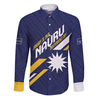 Personalised Happy Nauru Independence Day Family Matching Tank Maxi Dress and Hawaiian Shirt Polynesian Pattern LT05 Dad's Shirt - Long Sleeve Blue - Polynesian Pride
