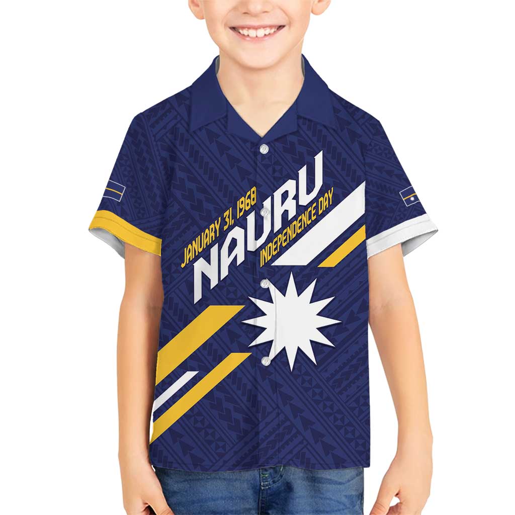 Personalised Happy Nauru Independence Day Family Matching Tank Maxi Dress and Hawaiian Shirt Polynesian Pattern LT05 Son's Shirt Blue - Polynesian Pride