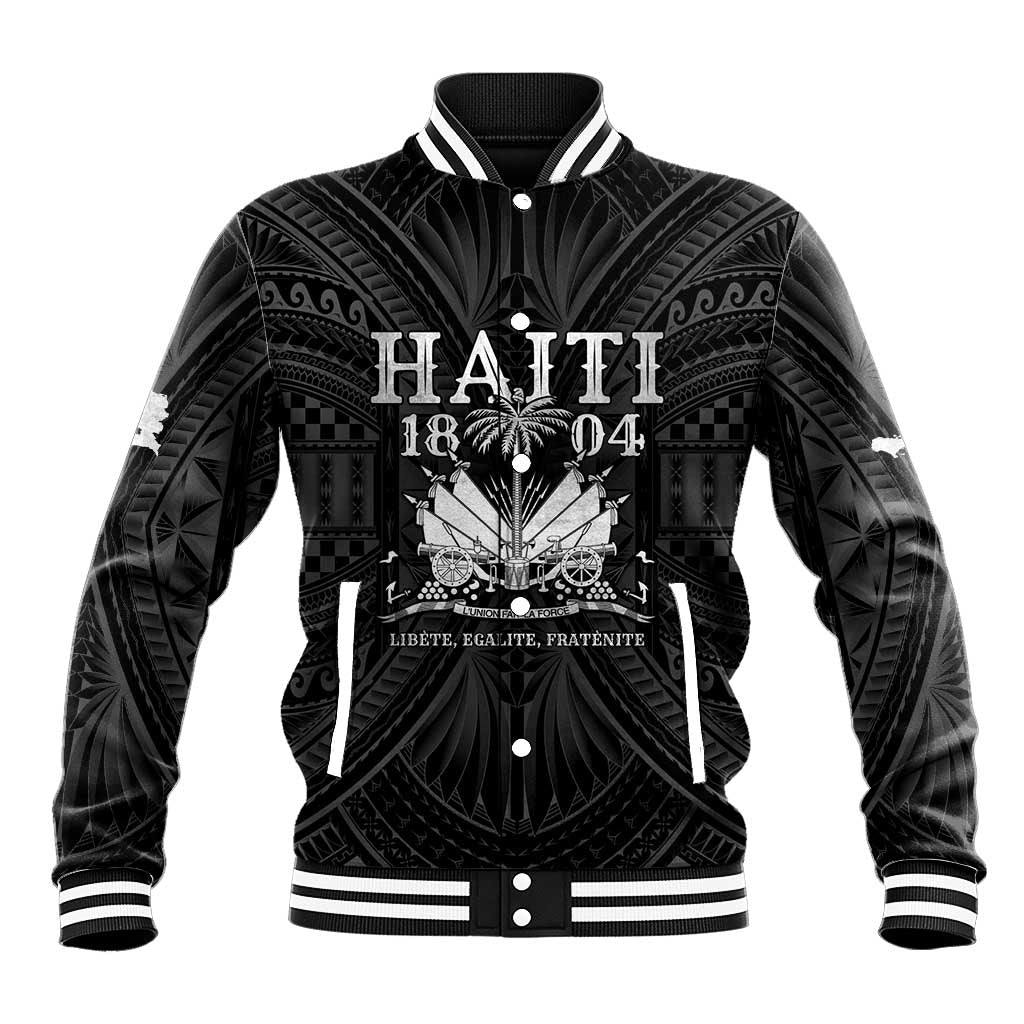 Haiti 1804 Baseball Jacket Polynesian Silver Neg Maron LT05 Unisex Silver - Polynesian Pride