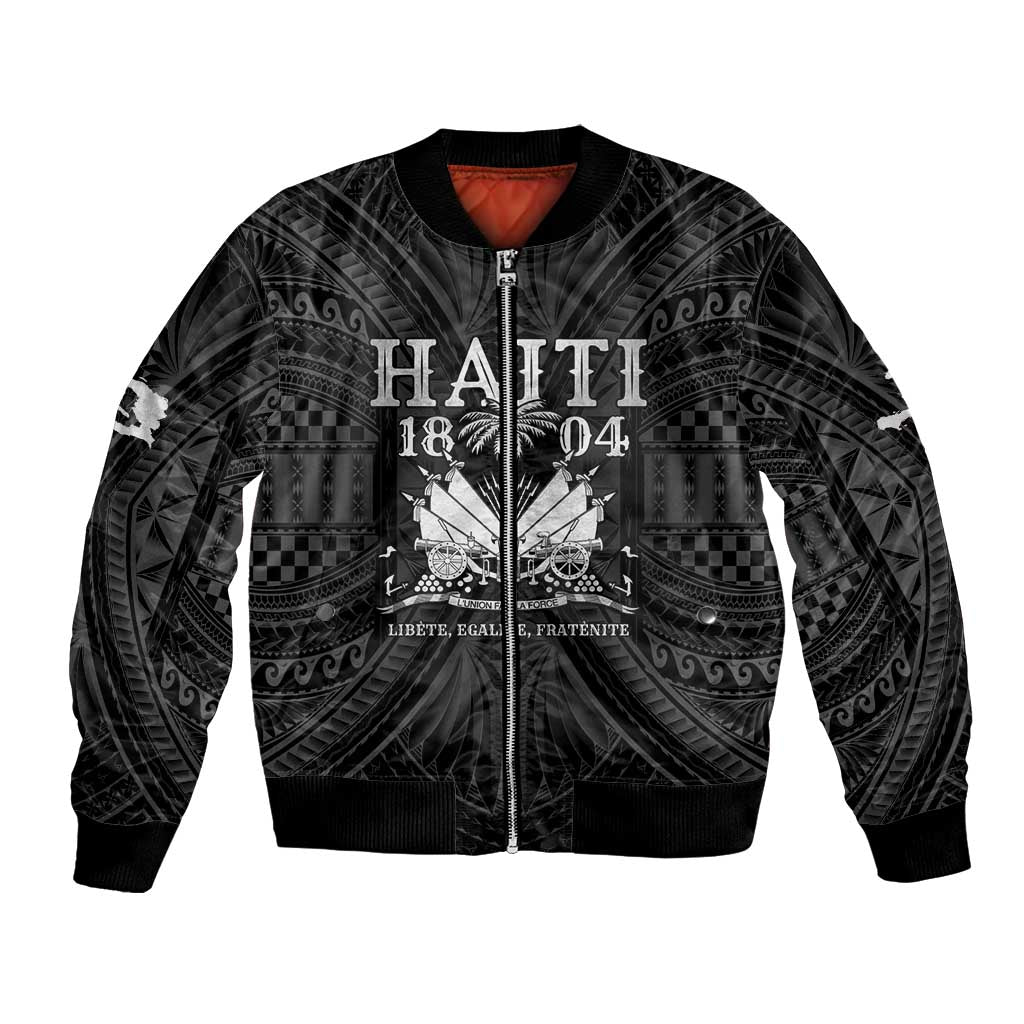 Haiti 1804 Bomber Jacket Polynesian Silver Neg Maron LT05 Unisex Silver - Polynesian Pride