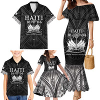 Haiti 1804 Family Matching Mermaid Dress and Hawaiian Shirt Polynesian Silver Neg Maron LT05 - Polynesian Pride