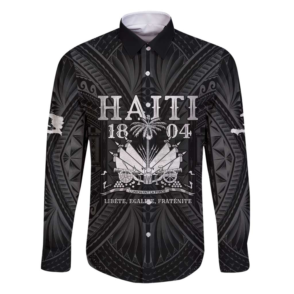 Haiti 1804 Family Matching Mermaid Dress and Hawaiian Shirt Polynesian Silver Neg Maron LT05 Dad's Shirt - Long Sleeve Silver - Polynesian Pride