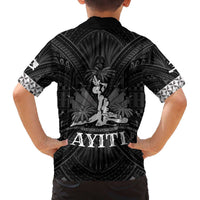 Haiti 1804 Family Matching Off The Shoulder Long Sleeve Dress and Hawaiian Shirt Polynesian Silver Neg Maron LT05 - Polynesian Pride