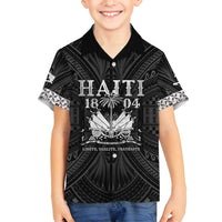 Haiti 1804 Family Matching Off Shoulder Maxi Dress and Hawaiian Shirt Polynesian Silver Neg Maron LT05 Son's Shirt Silver - Polynesian Pride
