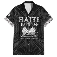 Haiti 1804 Family Matching Off Shoulder Short Dress and Hawaiian Shirt Polynesian Silver Neg Maron LT05 Dad's Shirt - Short Sleeve Silver - Polynesian Pride