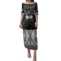 Haiti 1804 Family Matching Puletasi and Hawaiian Shirt Polynesian Silver Neg Maron LT05 Mom's Dress Silver - Polynesian Pride