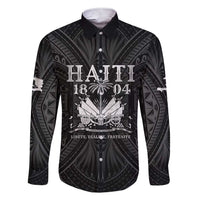 Haiti 1804 Family Matching Short Sleeve Bodycon Dress and Hawaiian Shirt Polynesian Silver Neg Maron LT05 Dad's Shirt - Long Sleeve Silver - Polynesian Pride
