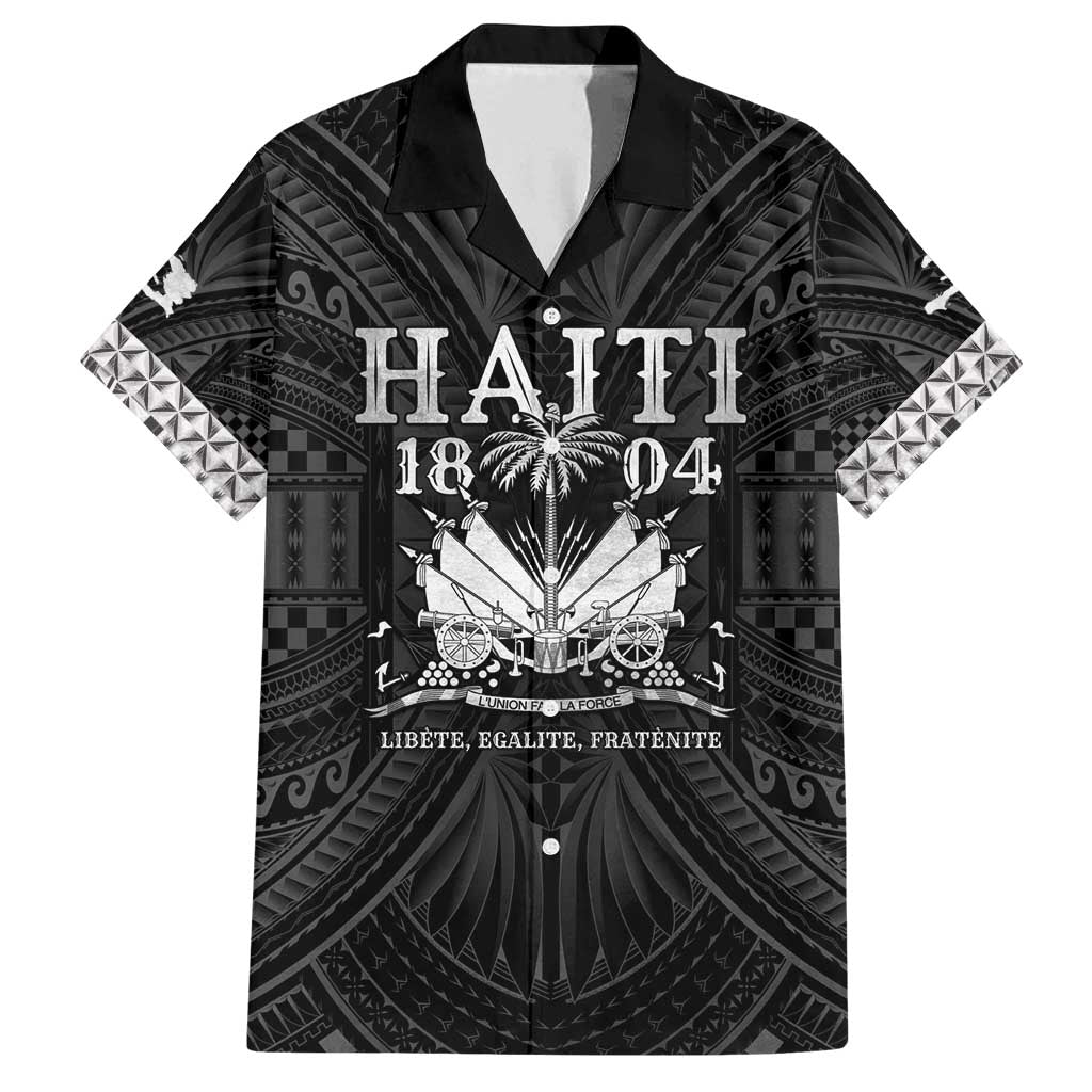 Haiti 1804 Family Matching Summer Maxi Dress and Hawaiian Shirt Polynesian Silver Neg Maron LT05 Dad's Shirt - Short Sleeve Silver - Polynesian Pride