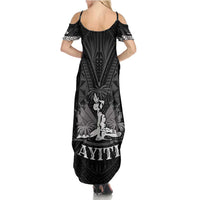 Haiti 1804 Family Matching Summer Maxi Dress and Hawaiian Shirt Polynesian Silver Neg Maron LT05 - Polynesian Pride