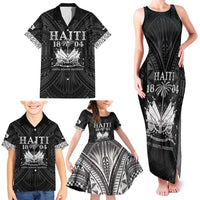 Haiti 1804 Family Matching Tank Maxi Dress and Hawaiian Shirt Polynesian Silver Neg Maron LT05 - Polynesian Pride