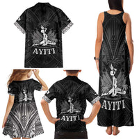 Haiti 1804 Family Matching Tank Maxi Dress and Hawaiian Shirt Polynesian Silver Neg Maron LT05 - Polynesian Pride