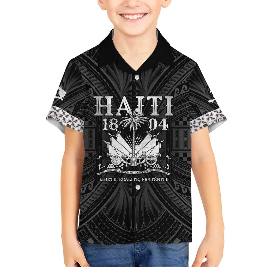 Haiti 1804 Family Matching Tank Maxi Dress and Hawaiian Shirt Polynesian Silver Neg Maron LT05 Son's Shirt Silver - Polynesian Pride