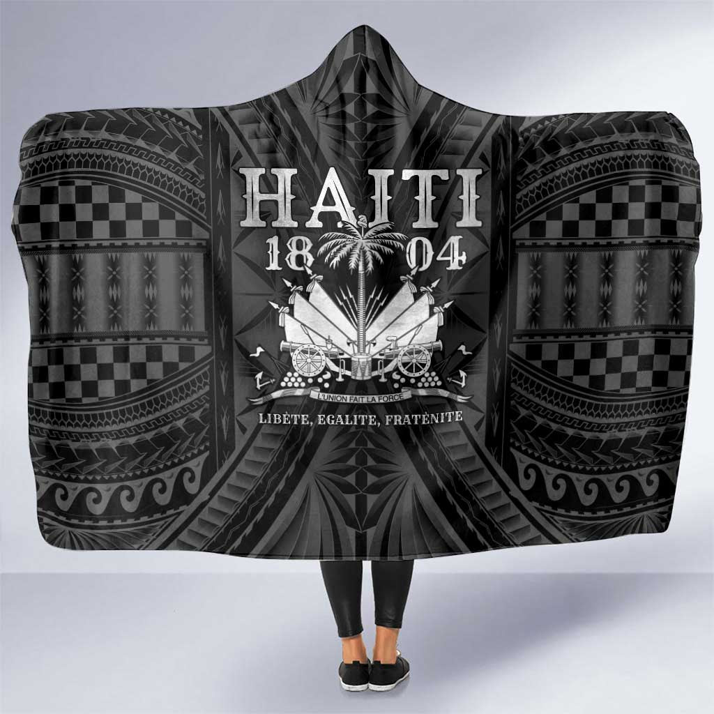 Haiti 1804 Hooded Blanket Polynesian Silver Neg Maron LT05 One Size Silver - Polynesian Pride