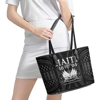 Haiti 1804 Leather Tote Bag Polynesian Silver Neg Maron