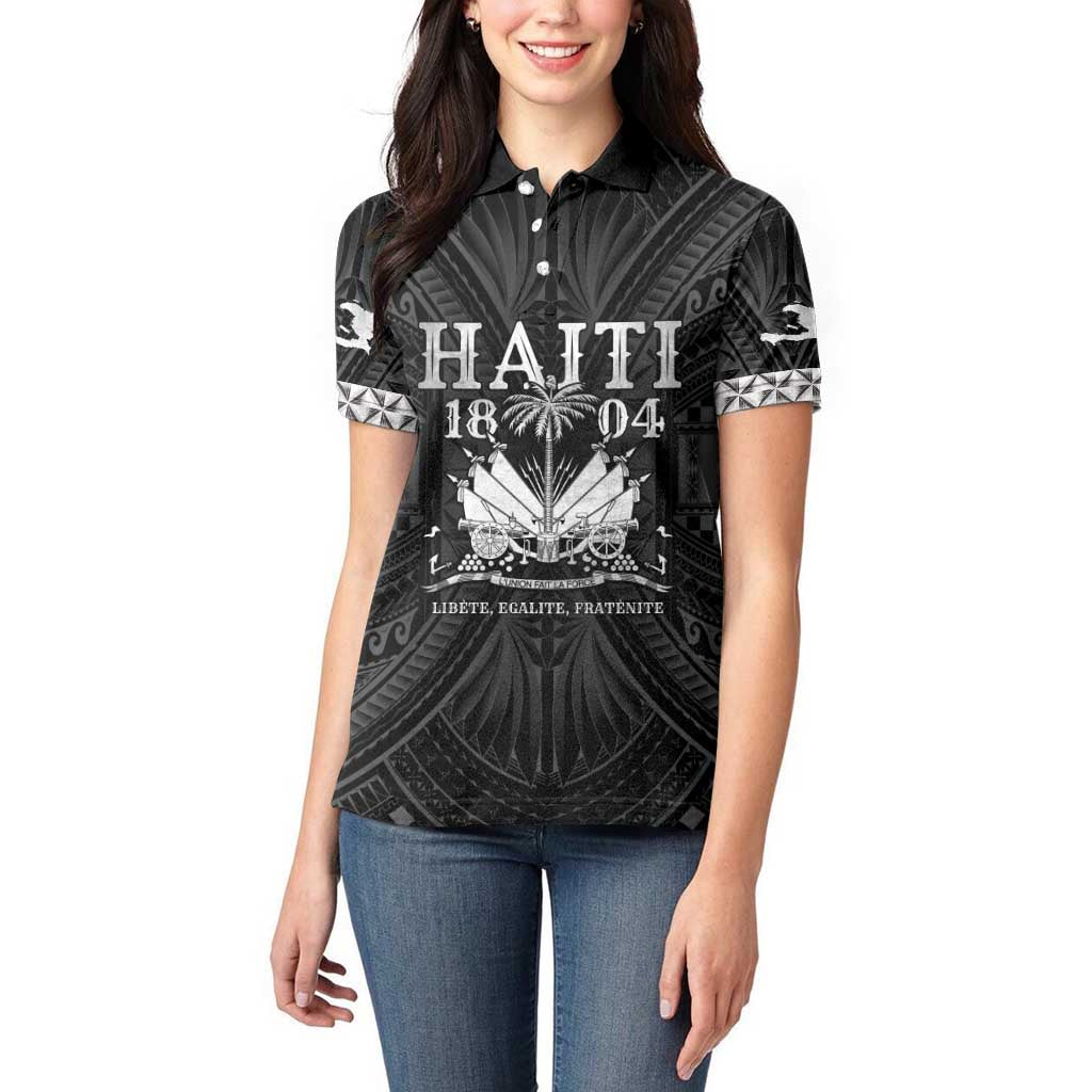 Haiti 1804 Women Polo Shirt Polynesian Silver Neg Maron