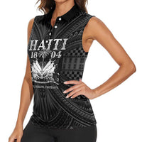 Haiti 1804 Women Sleeveless Polo Shirt Polynesian Silver Neg Maron
