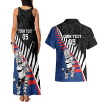 Custom New Zealand Auckland Cricket Couples Matching Tank Maxi Dress and Hawaiian Shirt With Maori Pattern LT05 - Polynesian Pride