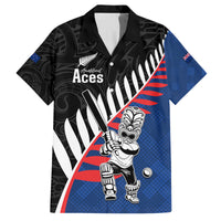 Custom New Zealand Auckland Cricket Family Matching Long Sleeve Bodycon Dress and Hawaiian Shirt With Maori Pattern LT05 Dad's Shirt - Short Sleeve Blue - Polynesian Pride