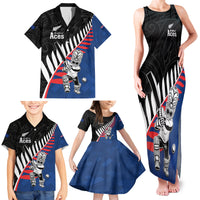 Custom New Zealand Auckland Cricket Family Matching Tank Maxi Dress and Hawaiian Shirt With Maori Pattern LT05 - Polynesian Pride
