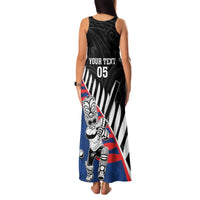 Custom New Zealand Auckland Cricket Family Matching Tank Maxi Dress and Hawaiian Shirt With Maori Pattern LT05 - Polynesian Pride