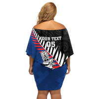 Custom New Zealand Auckland Cricket Off Shoulder Short Dress With Maori Pattern