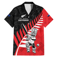 Custom New Zealand Canterbury Cricket Family Matching Mermaid Dress and Hawaiian Shirt With Maori Pattern LT05 Dad's Shirt - Short Sleeve Red - Polynesian Pride