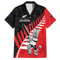 Custom New Zealand Canterbury Cricket Family Matching Summer Maxi Dress and Hawaiian Shirt With Maori Pattern LT05 Dad's Shirt - Short Sleeve Red - Polynesian Pride