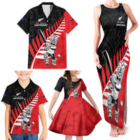 Custom New Zealand Canterbury Cricket Family Matching Tank Maxi Dress and Hawaiian Shirt With Maori Pattern LT05 - Polynesian Pride