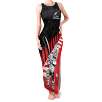 Custom New Zealand Canterbury Cricket Family Matching Tank Maxi Dress and Hawaiian Shirt With Maori Pattern LT05 Mom's Dress Red - Polynesian Pride