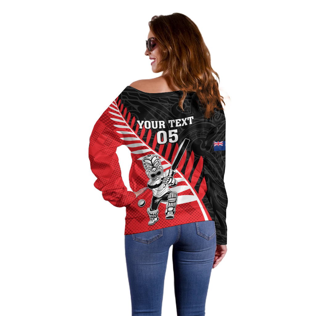 Custom New Zealand Canterbury Cricket Off Shoulder Sweater With Maori Pattern