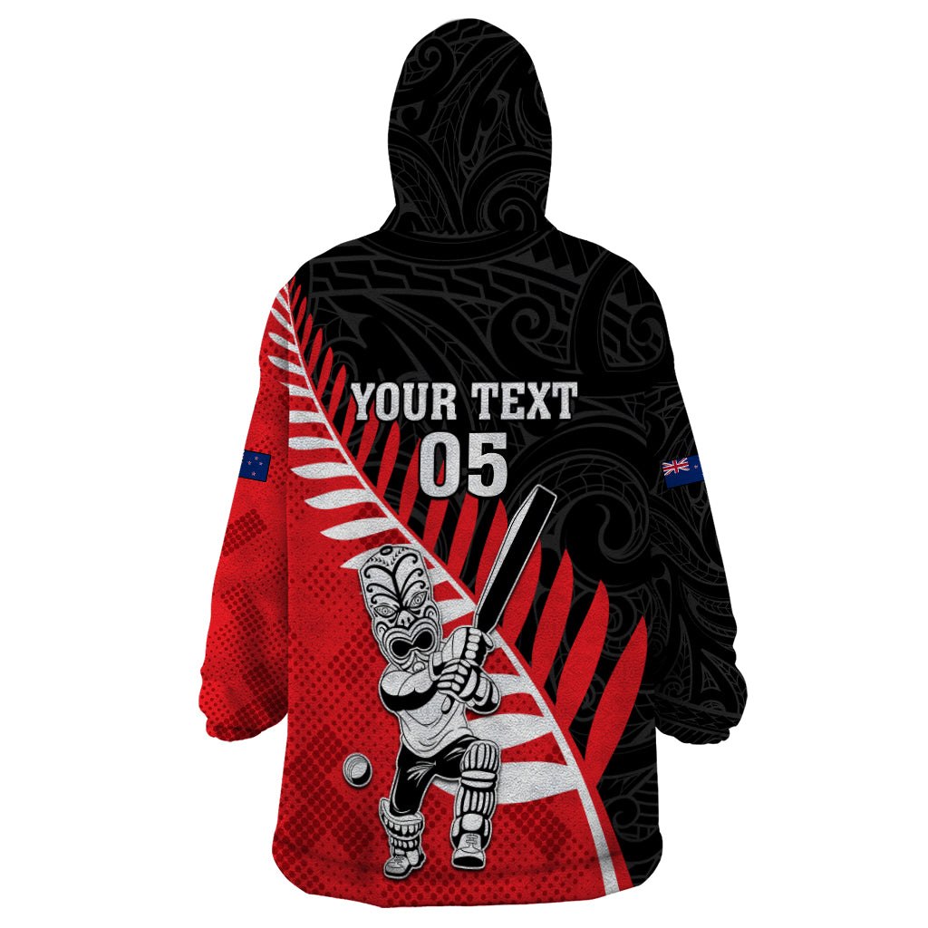 Custom New Zealand Canterbury Cricket Wearable Blanket Hoodie With Maori Pattern LT05 - Polynesian Pride
