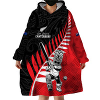 Custom New Zealand Canterbury Cricket Wearable Blanket Hoodie With Maori Pattern LT05 - Polynesian Pride