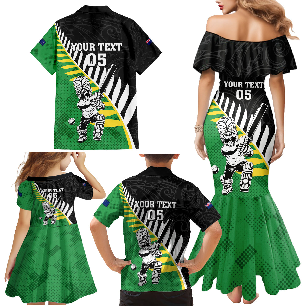 Custom New Zealand Central Districts Cricket Family Matching Mermaid Dress and Hawaiian Shirt With Maori Pattern LT05 - Polynesian Pride