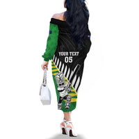 Custom New Zealand Central Districts Cricket Family Matching Off The Shoulder Long Sleeve Dress and Hawaiian Shirt With Maori Pattern LT05 - Polynesian Pride