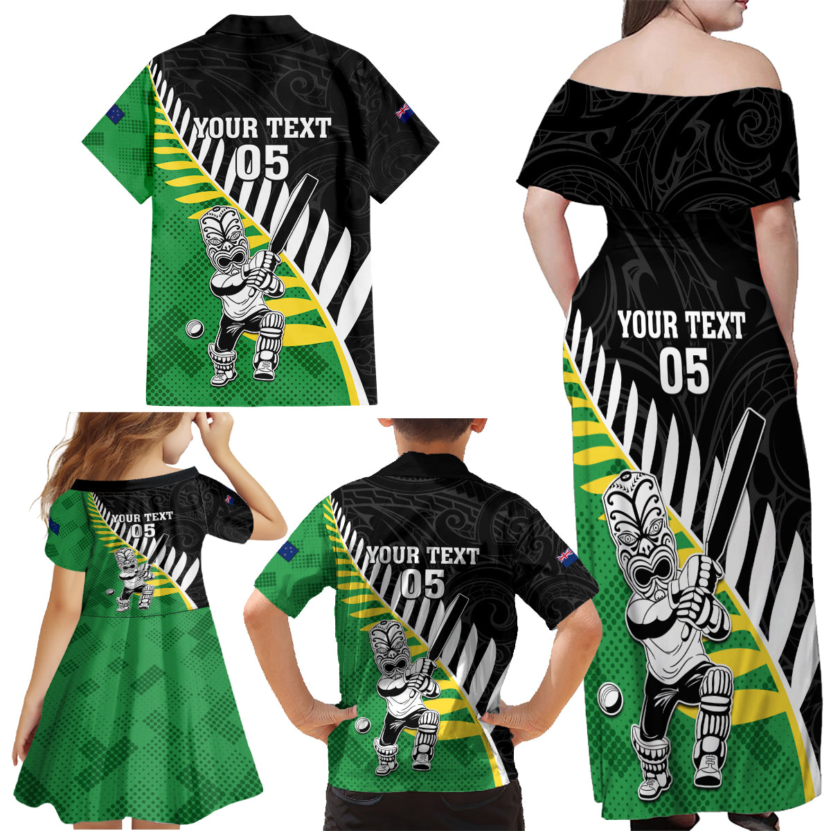 Custom New Zealand Central Districts Cricket Family Matching Off Shoulder Maxi Dress and Hawaiian Shirt With Maori Pattern LT05 - Polynesian Pride