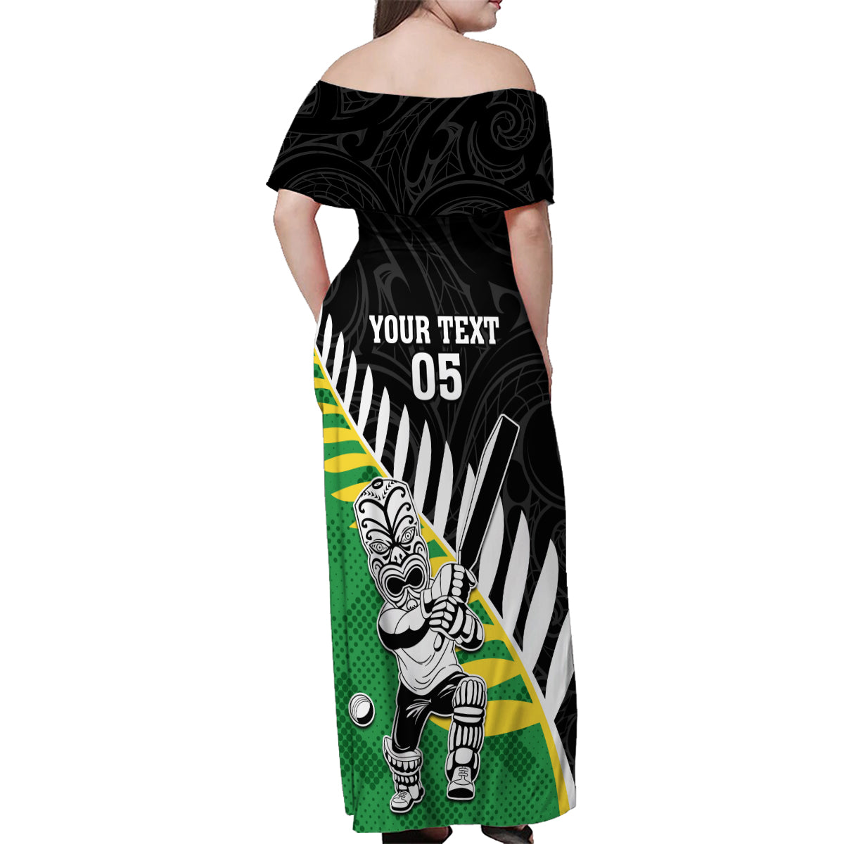 Custom New Zealand Central Districts Cricket Family Matching Off Shoulder Maxi Dress and Hawaiian Shirt With Maori Pattern LT05 - Polynesian Pride