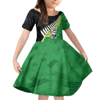 Custom New Zealand Central Districts Cricket Family Matching Summer Maxi Dress and Hawaiian Shirt With Maori Pattern LT05 Daughter's Dress Green - Polynesian Pride