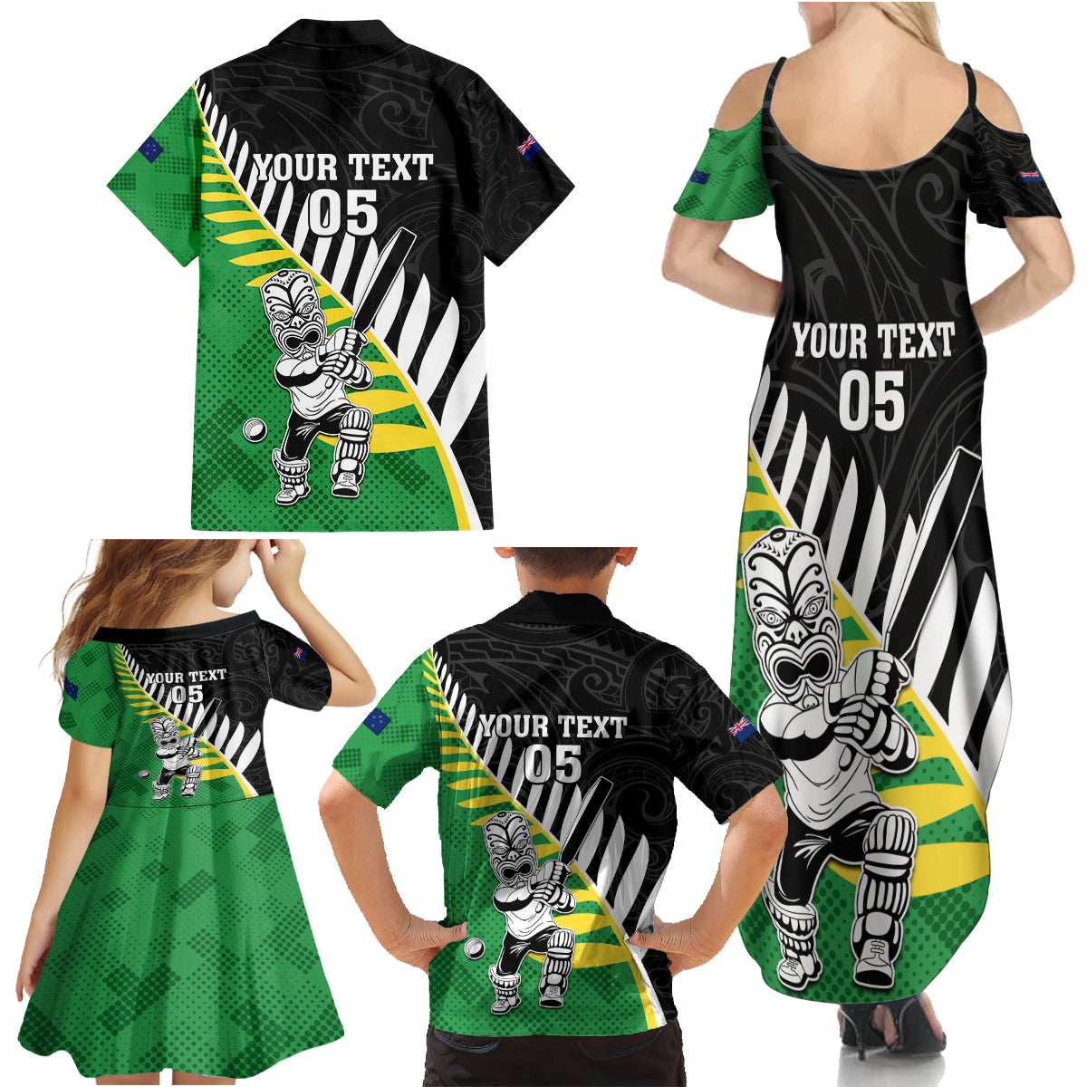 Custom New Zealand Central Districts Cricket Family Matching Summer Maxi Dress and Hawaiian Shirt With Maori Pattern LT05 - Polynesian Pride
