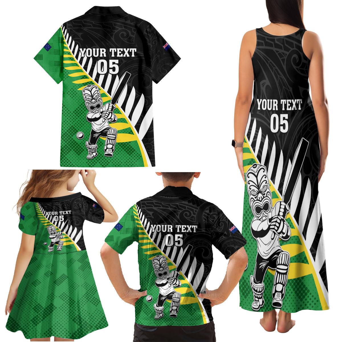 Custom New Zealand Central Districts Cricket Family Matching Tank Maxi Dress and Hawaiian Shirt With Maori Pattern LT05 - Polynesian Pride
