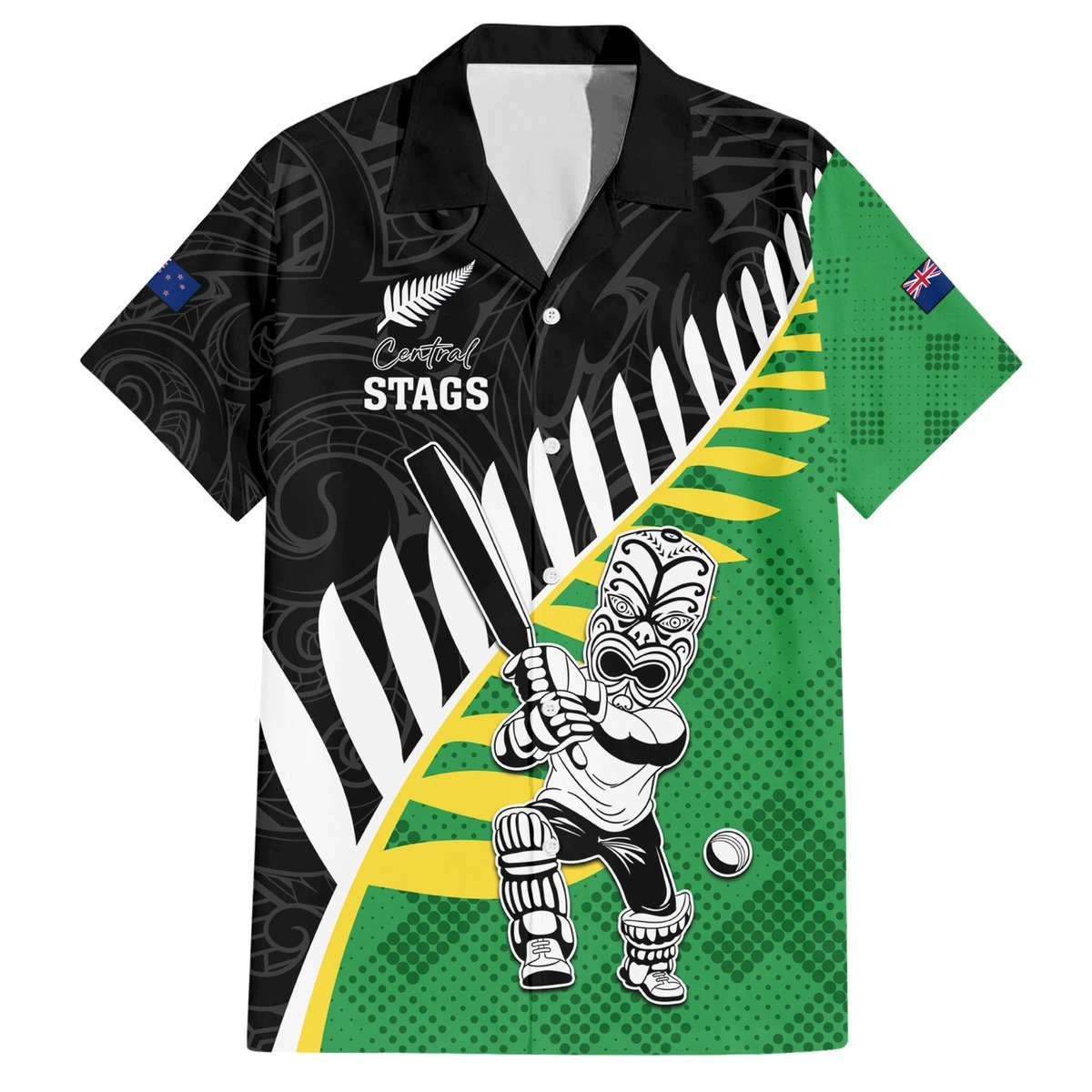 Custom New Zealand Central Districts Cricket Hawaiian Shirt With Maori Pattern LT05 Green - Polynesian Pride