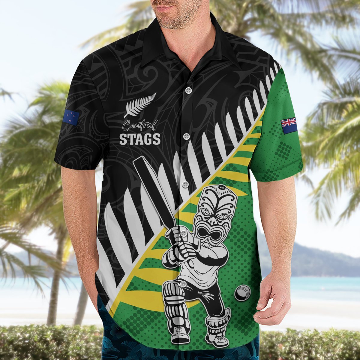 Custom New Zealand Central Districts Cricket Hawaiian Shirt With Maori Pattern LT05 - Polynesian Pride