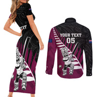 Custom New Zealand Northern Districts Cricket Couples Matching Short Sleeve Bodycon Dress and Long Sleeve Button Shirt With Maori Pattern LT05 - Polynesian Pride